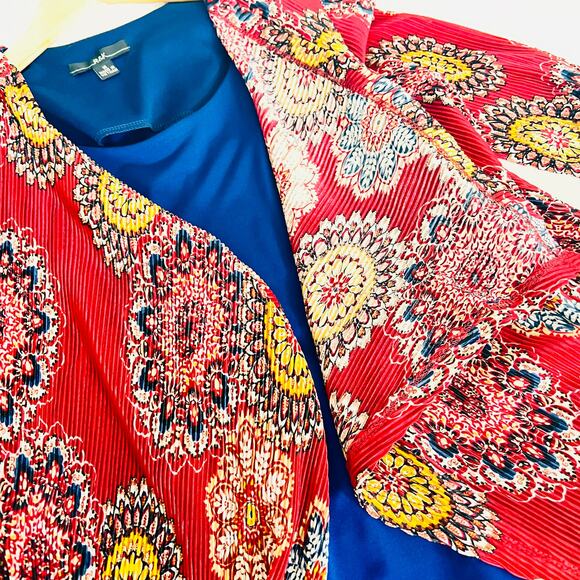 R&K Orange Blue Printed Two Piece Dress Set Size 18 - Picture 4 of 8